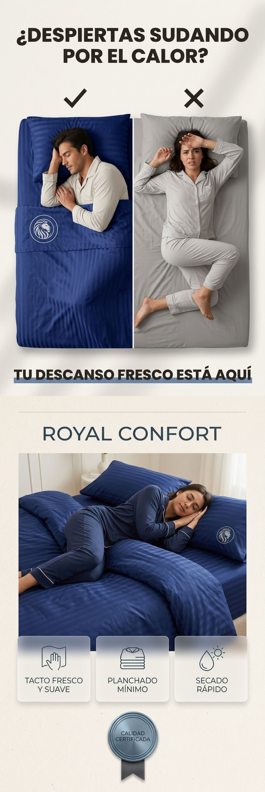 Punto de dolor y 3 beneficios Royal Comfort