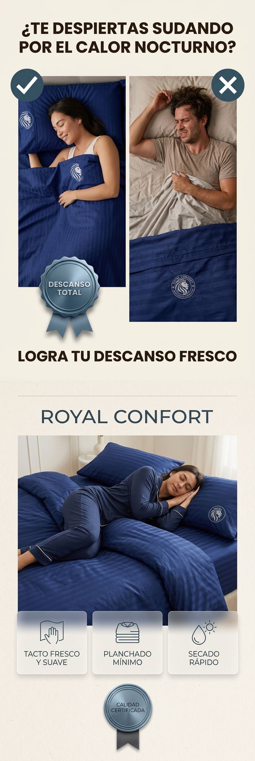 Punto de dolor y 3 beneficios Royal Comfort