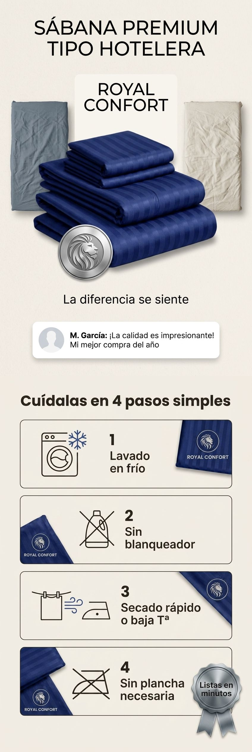 Comparativo y como cuidar tus sabanas Royal Comfort